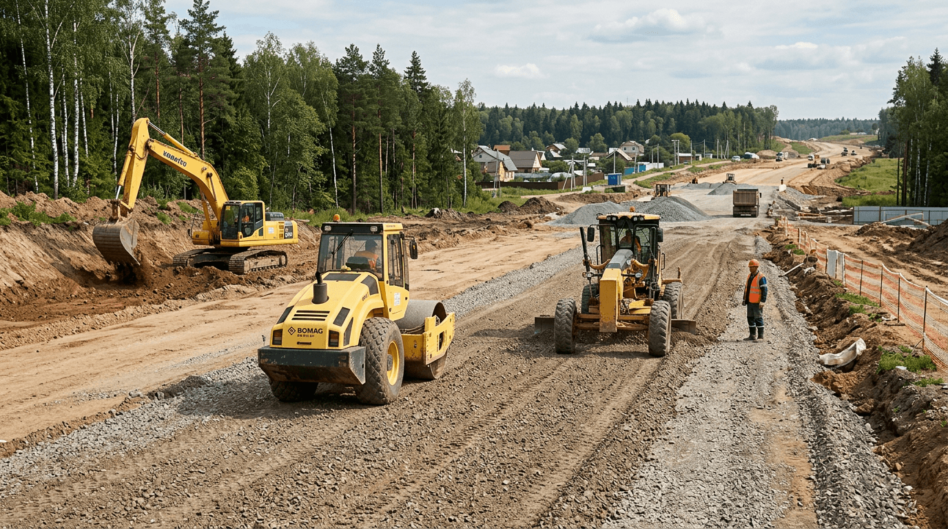 Подготовка основания под асфальтирование дороги