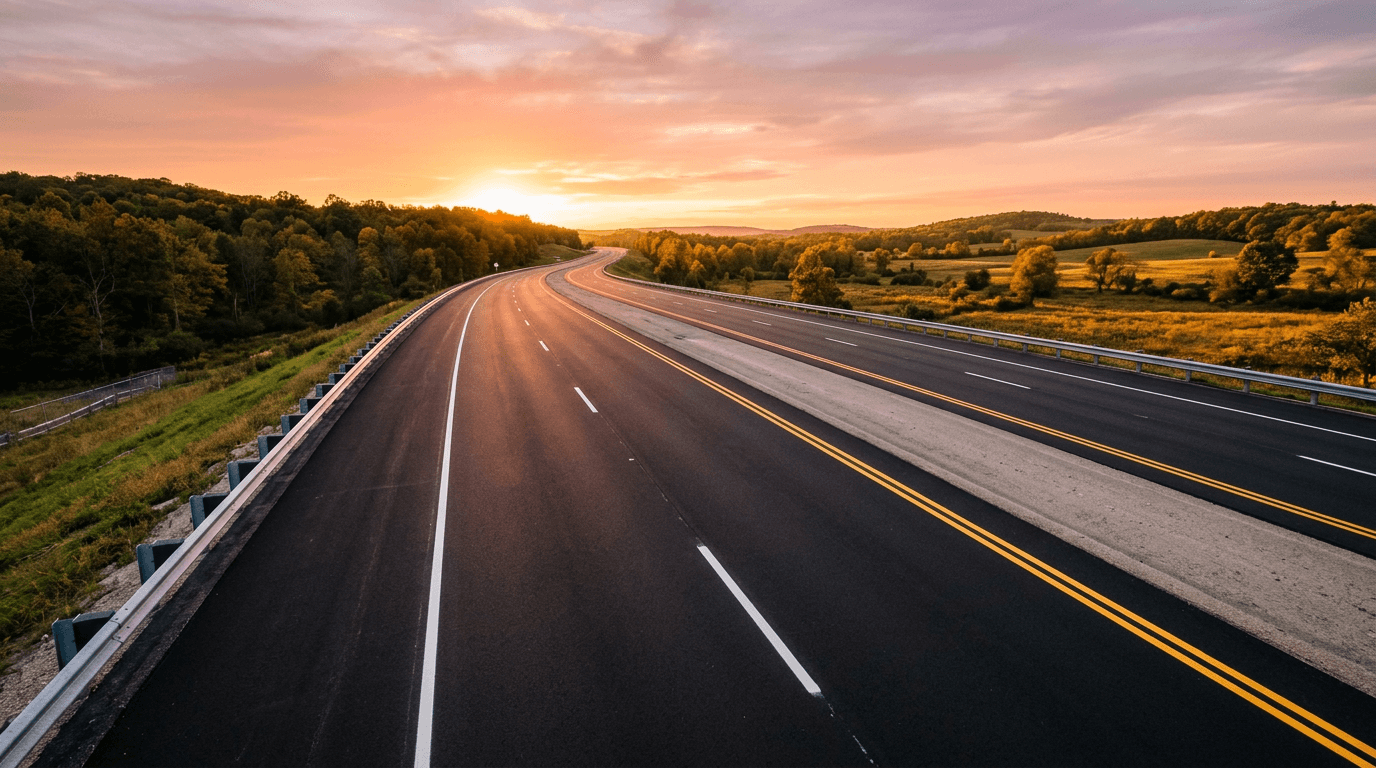 Готовое асфальтированное покрытие дороги