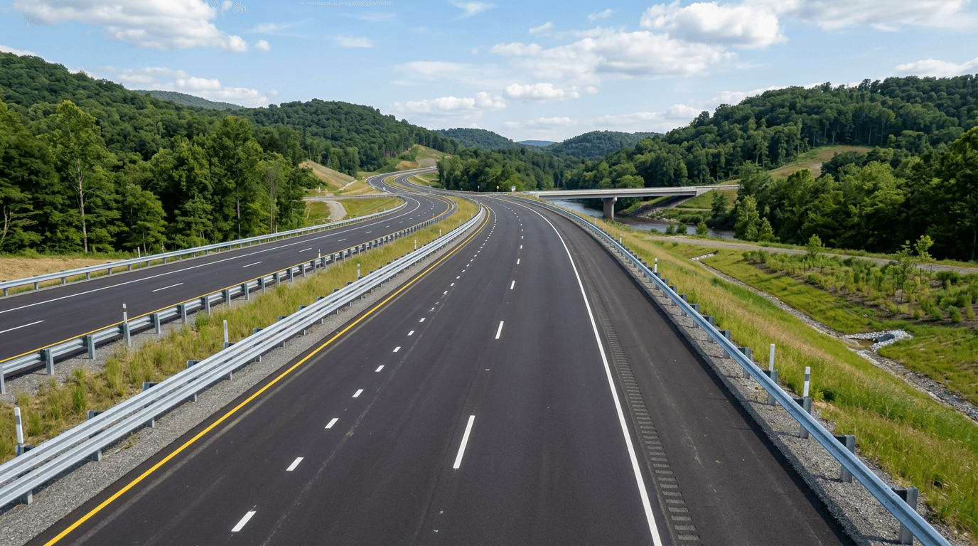 Сданный участок дороги после работ под ключ