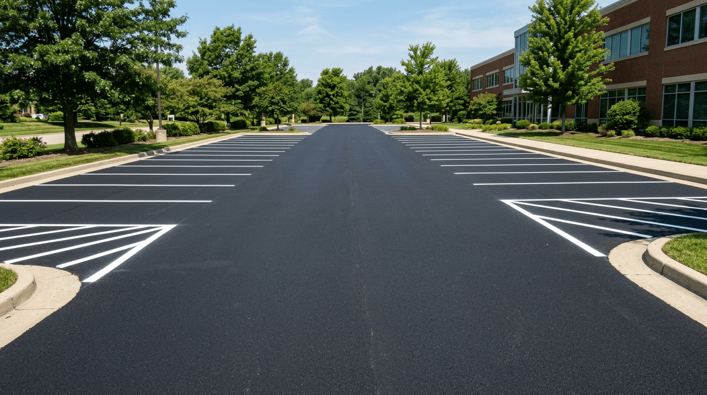 Готовая асфальтированная парковка с разметкой